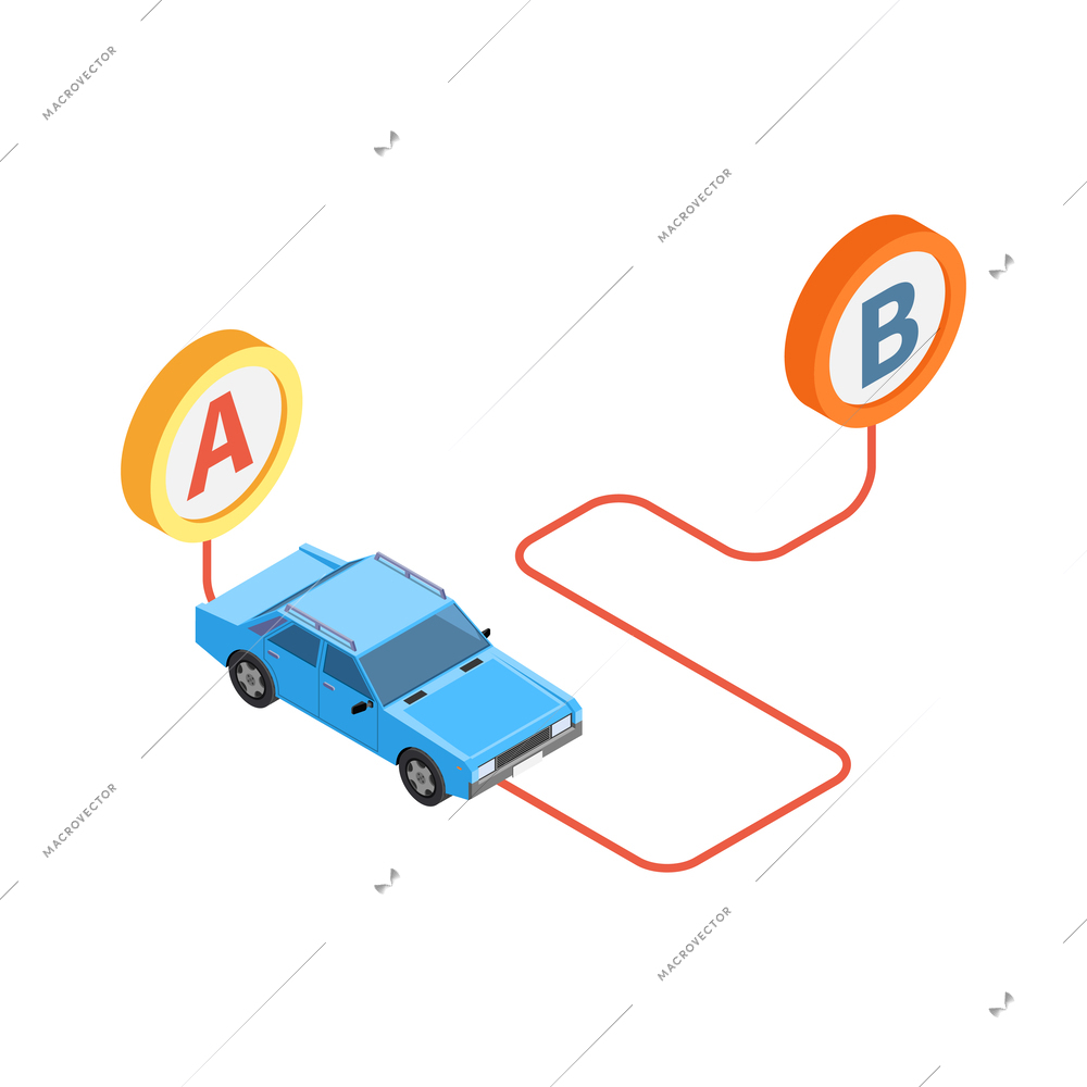 Carsharing carpooling ridesharing isometric composition with conceptual icons and human characters vector illustration