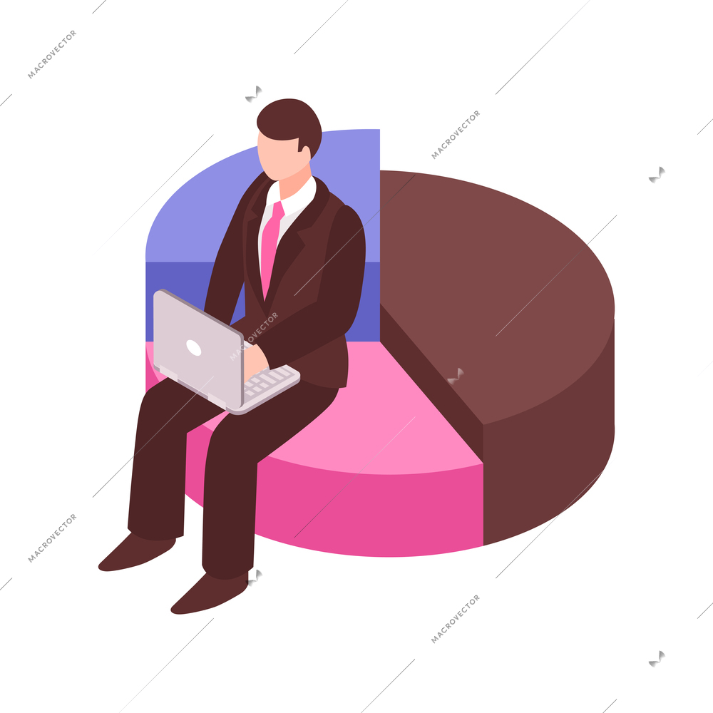 Isometric business analyst professional composition with conceptual financial analysis icons and people vector illustration