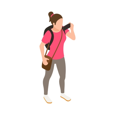 Travel people isometric icons composition with isolated faceless human character with luggage vector illustration