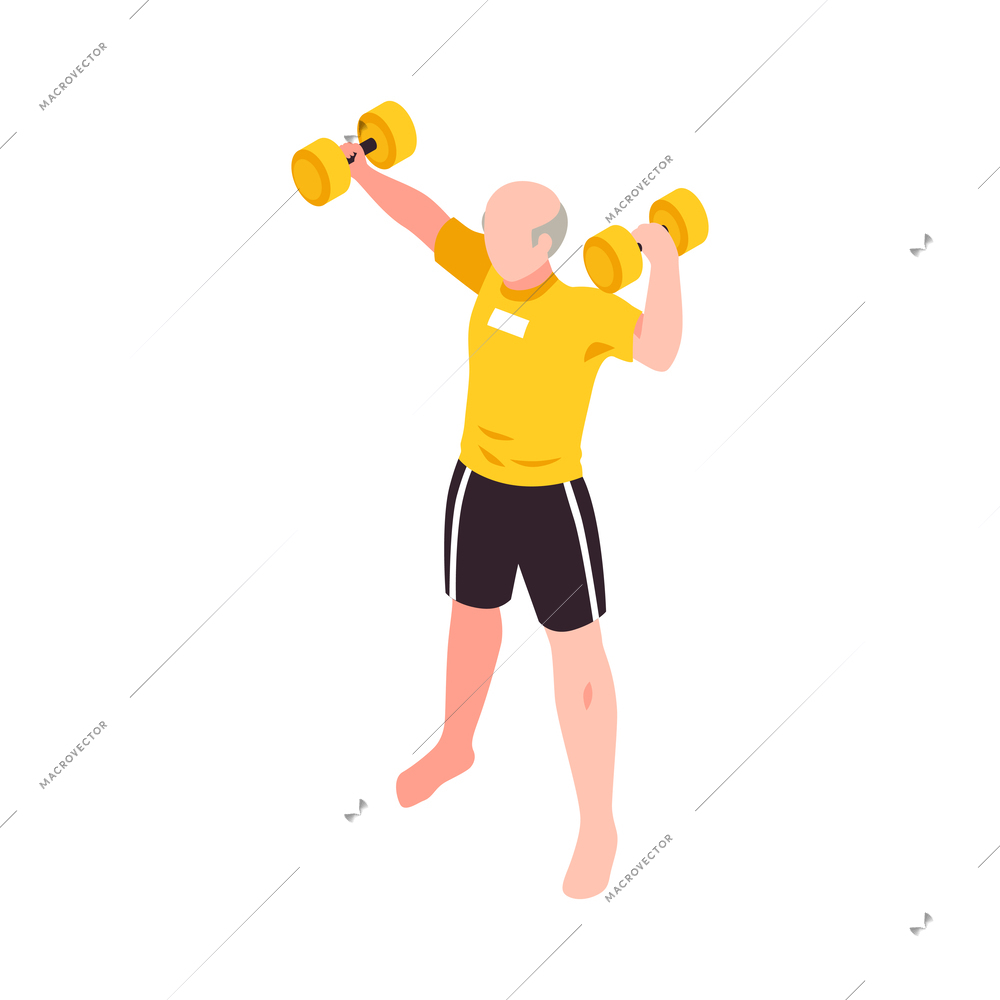 Active senior people composition with isolated human character engaging in activities vector illustration