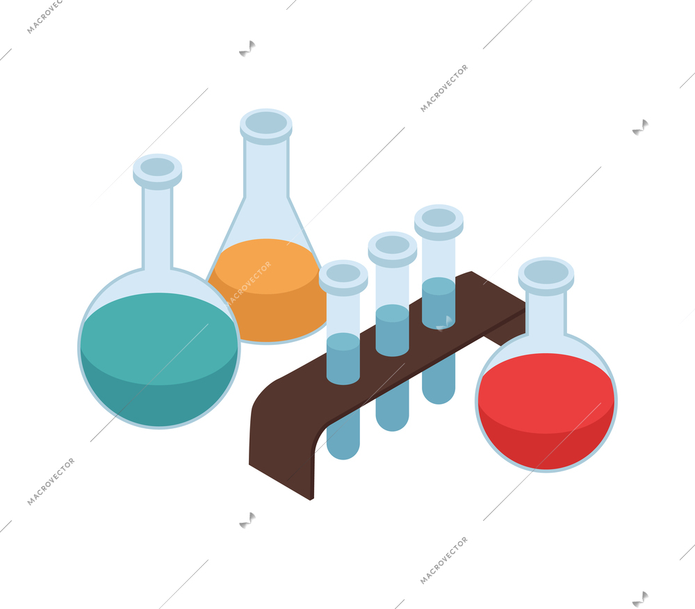 Isometric teachers lesson composition with isolated educational material on blank background vector illustration