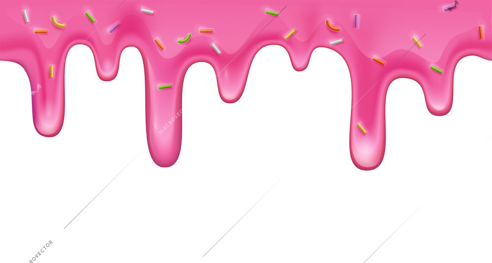 Dripping doughnut glaze realistic composition with isolated blot of sweet topping on blank background vector illustration