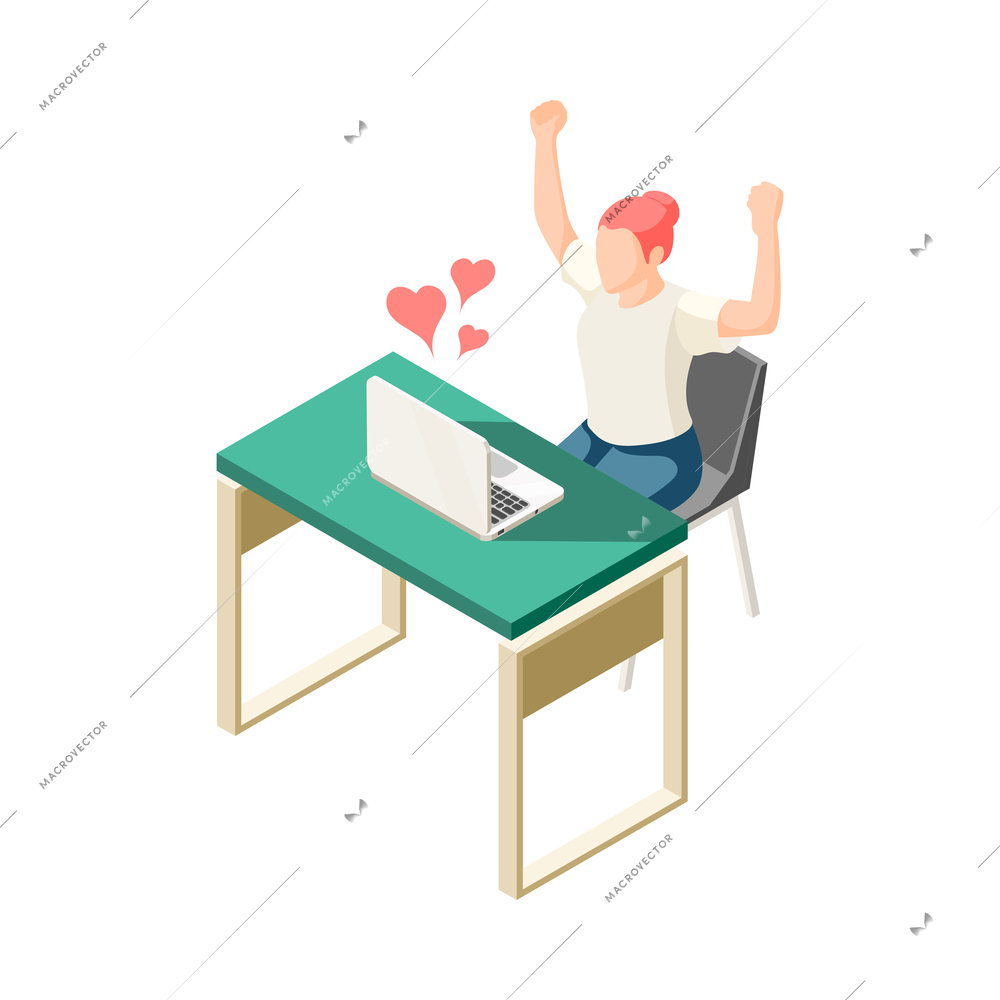 Happy people isometric icons composition with faceless human characters on blank background vector illustration