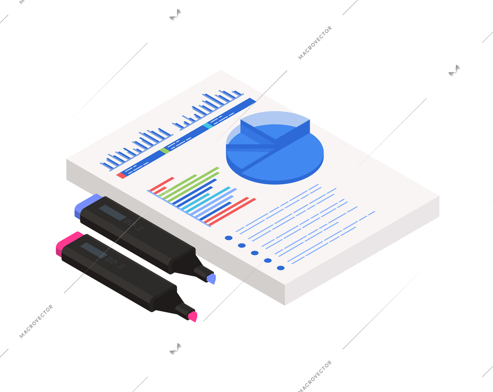 Accounting isometric composition with isolated financial concept icons on blank background vector illustration
