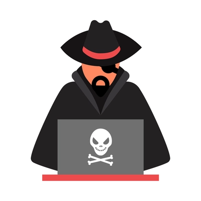 Hacker composition with conceptual icons of illegal cyber activity breaking account malware data stealing vector illustration