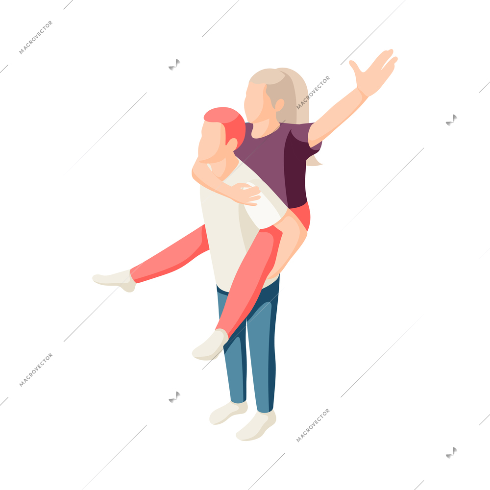 Happy people isometric icons composition with faceless human characters on blank background vector illustration
