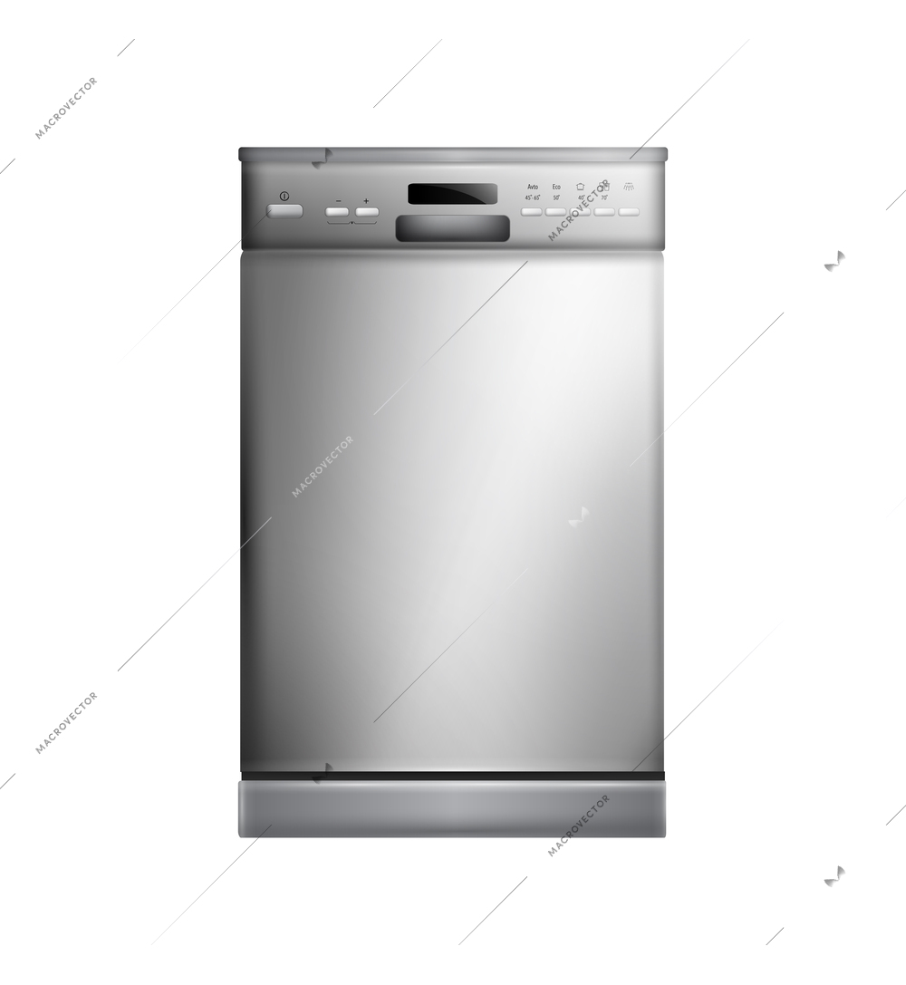 Realistic kitchen appliance composition with isolated front view of electronic household machinery vector illustration