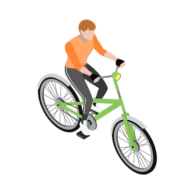 Personal eco green transportation isometric people composition with isolated view of human character vector illustration