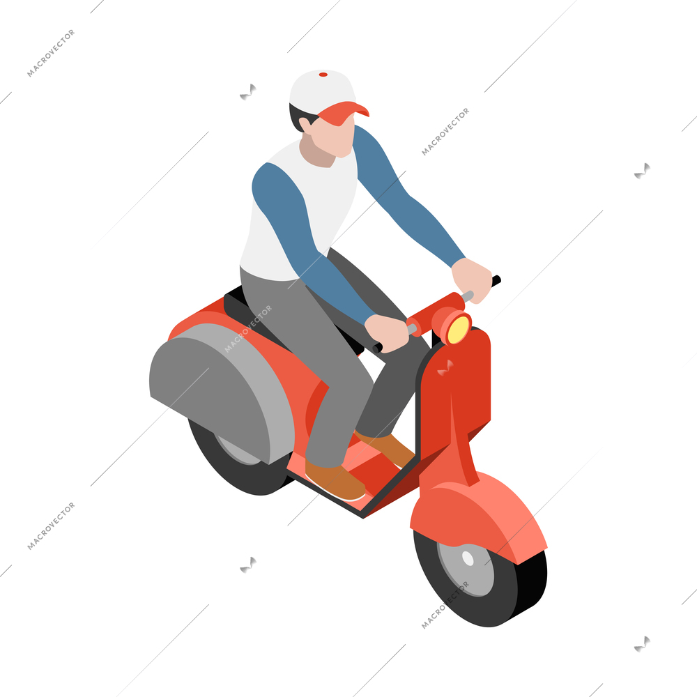 Personal eco green transportation isometric people composition with isolated view of human character vector illustration