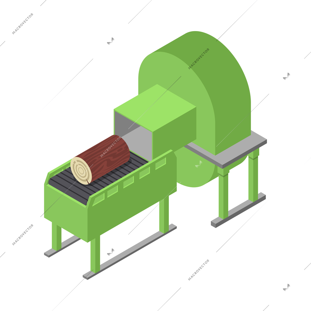 Paper production isometric composition with isolated industry icons on blank background vector illustration