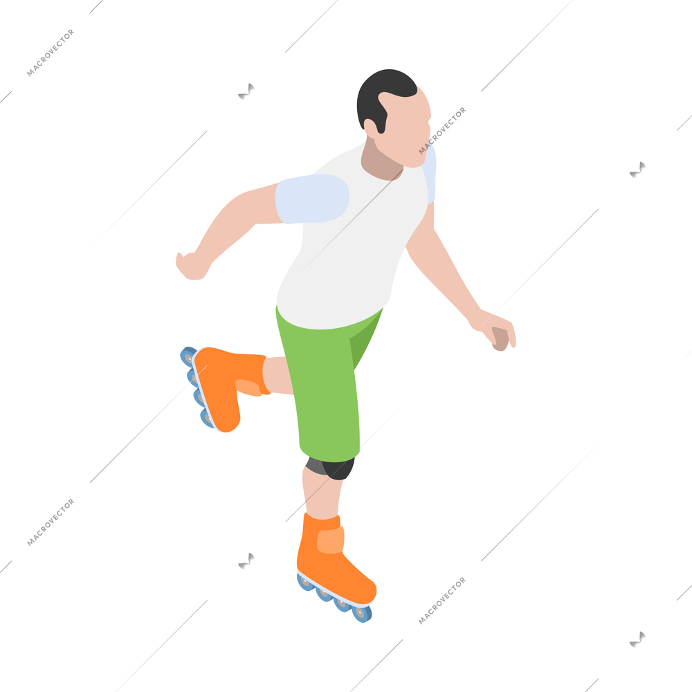 Personal eco green transportation isometric people composition with isolated view of human character vector illustration