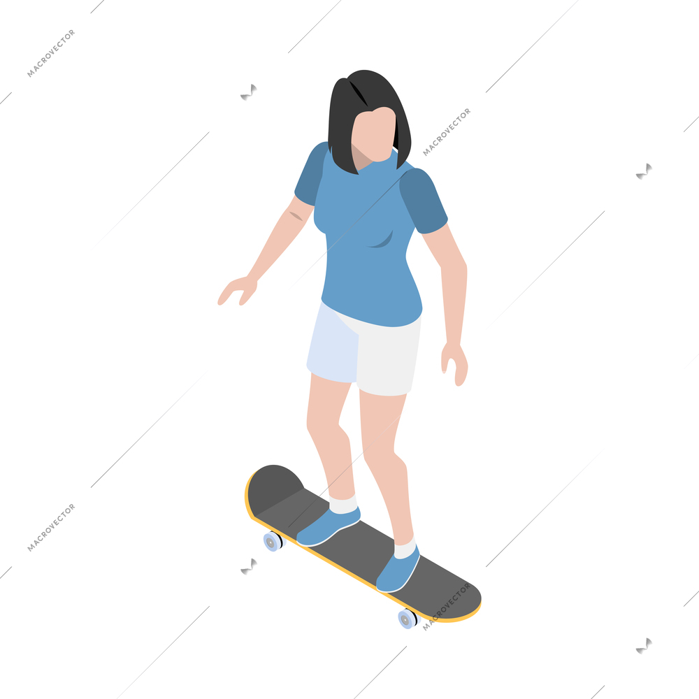 Personal eco green transportation isometric people composition with isolated view of human character vector illustration