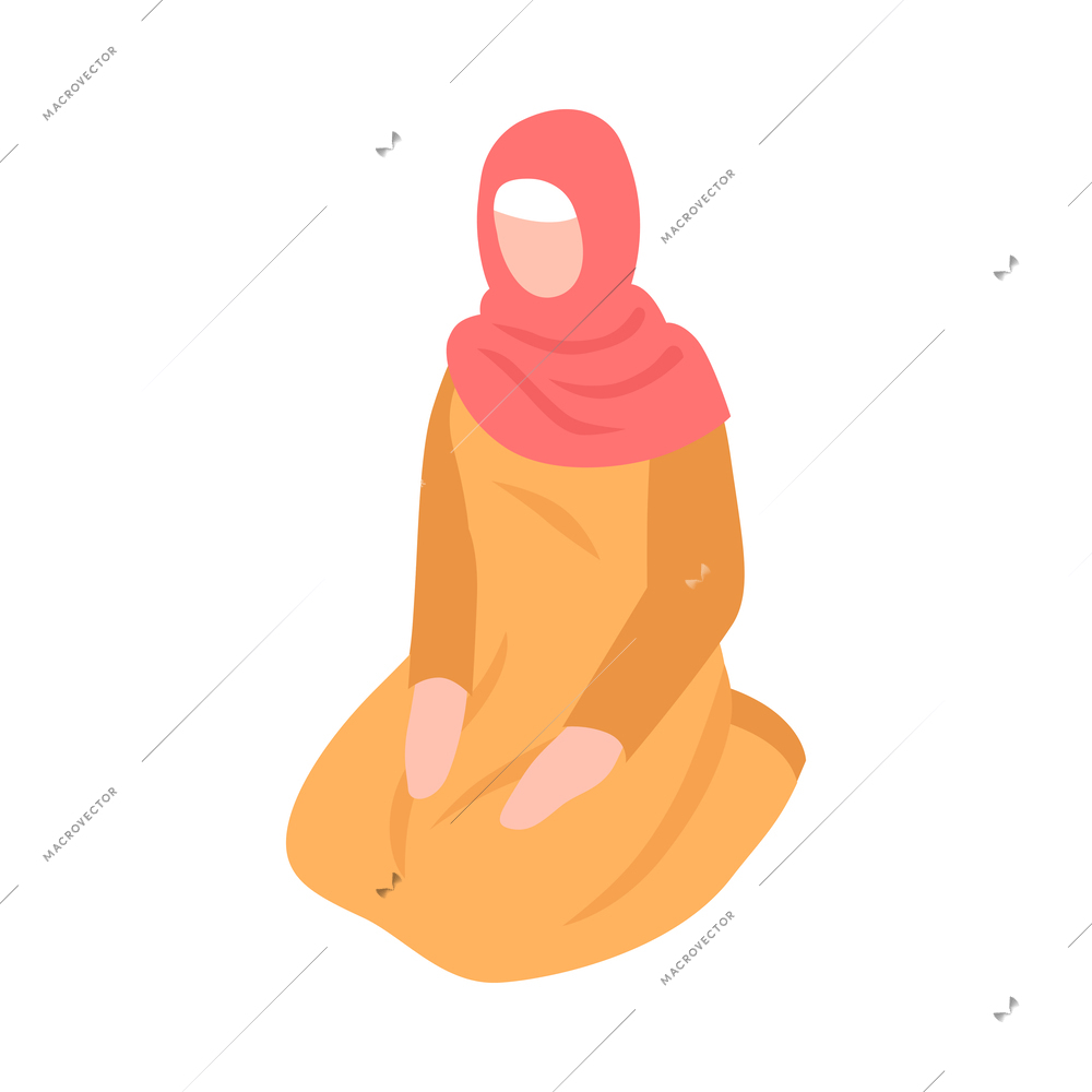 Isometric arabs people family business recreation life composition with muslim human character vector illustration