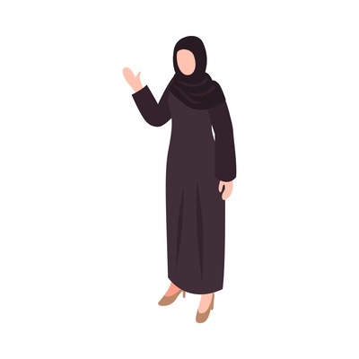 Isometric arabs people family business recreation life composition with muslim human character vector illustration