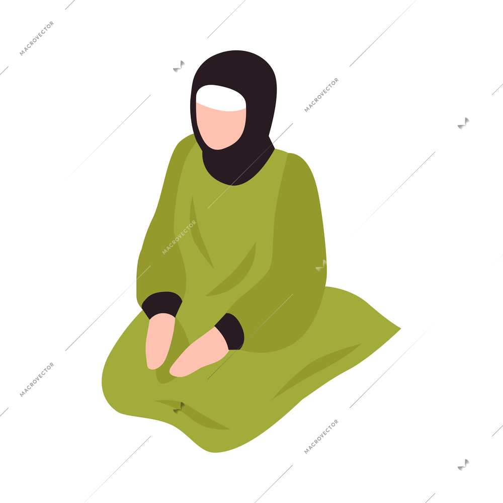 Isometric arabs people family business recreation life composition with muslim human character vector illustration