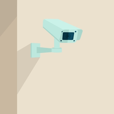 Security camera on the wall video surveillance equipment technology background vector illustration