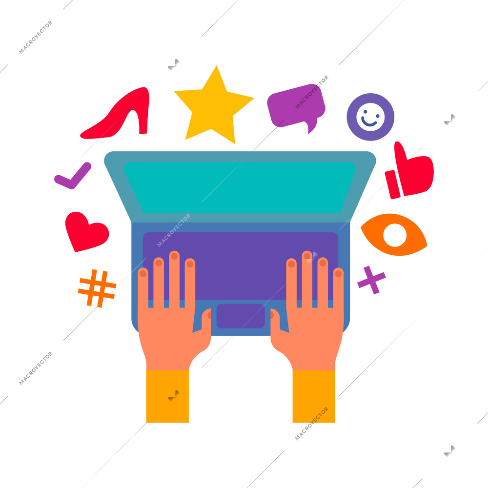 Digital marketing composition with advertising media search of creative decisions start up support icons vector illustration