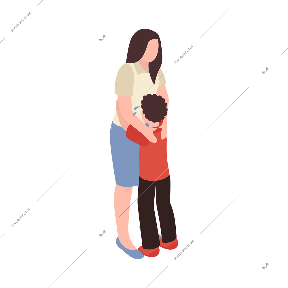 Isometric partners husband wife conflict quarreling family domestic abuse composition vector illustration