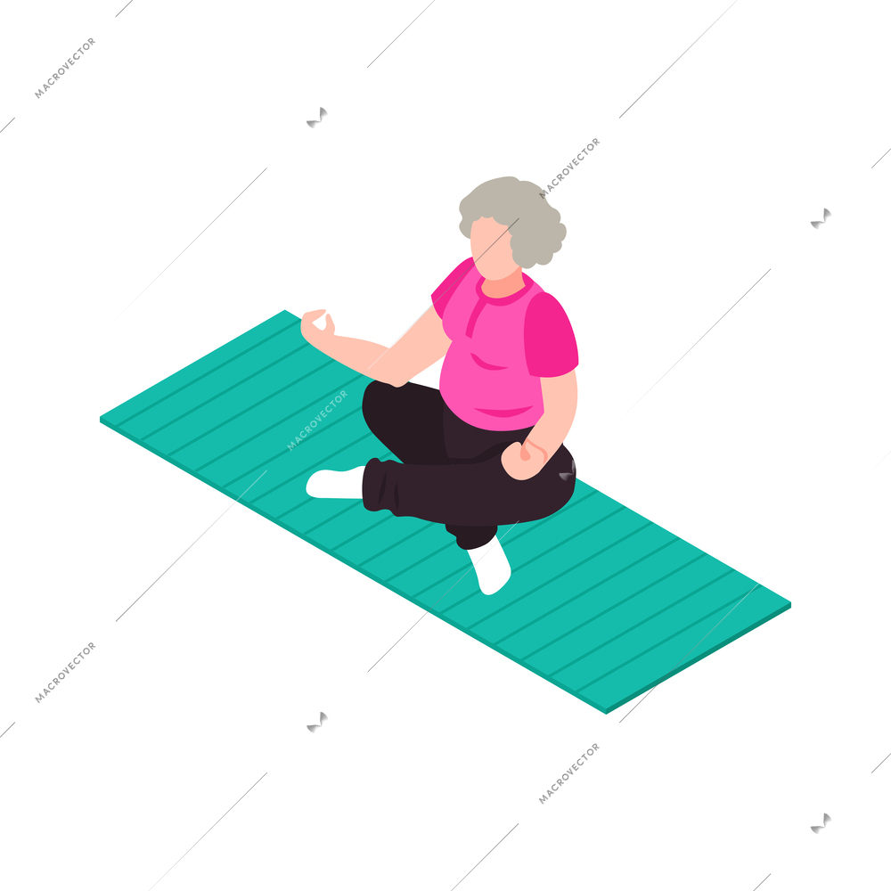 Active senior people composition with isolated human character engaging in activities vector illustration