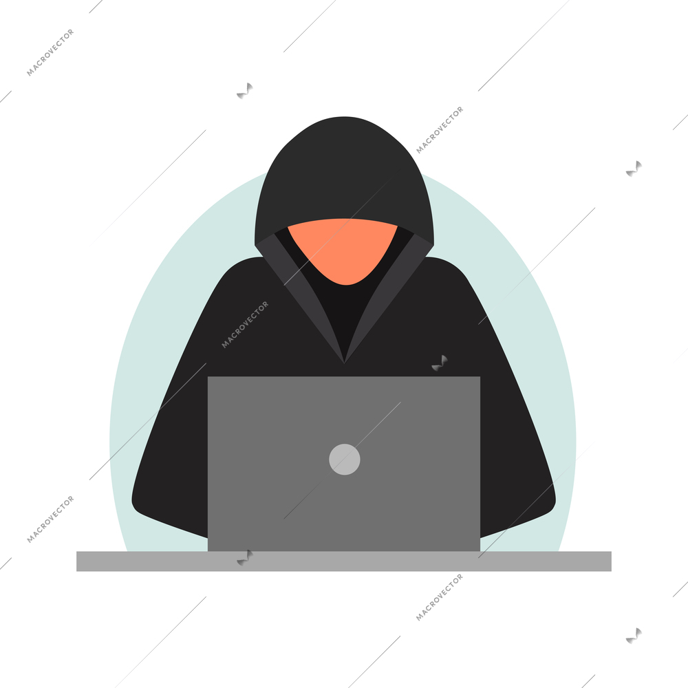 Hacker composition with conceptual icons of illegal cyber activity breaking account malware data stealing vector illustration