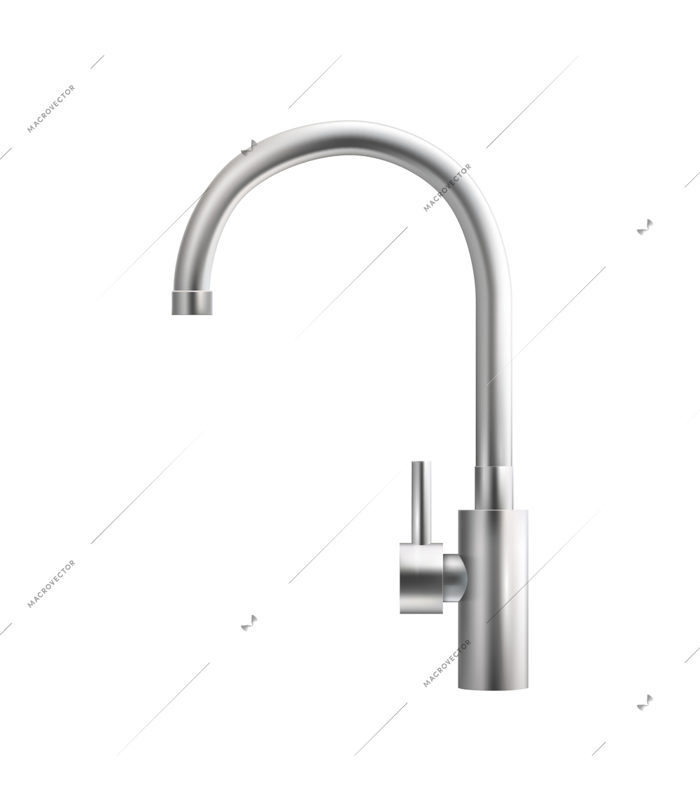 Faucet realistic composition with isolated image of water mixer on blank background vector illustration