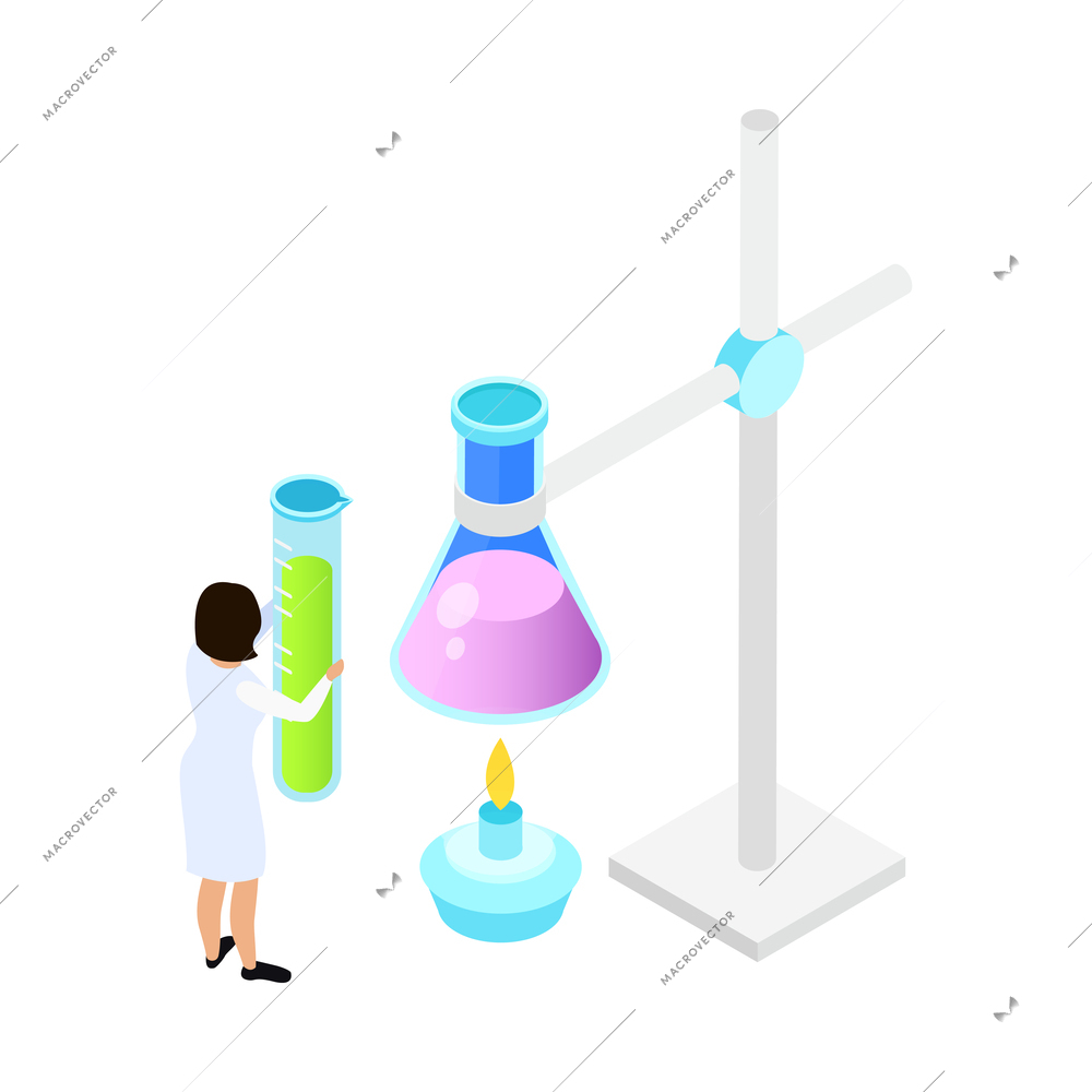 Vaccines development composition with conceptual isometric icons people and lab equipment vector illustration