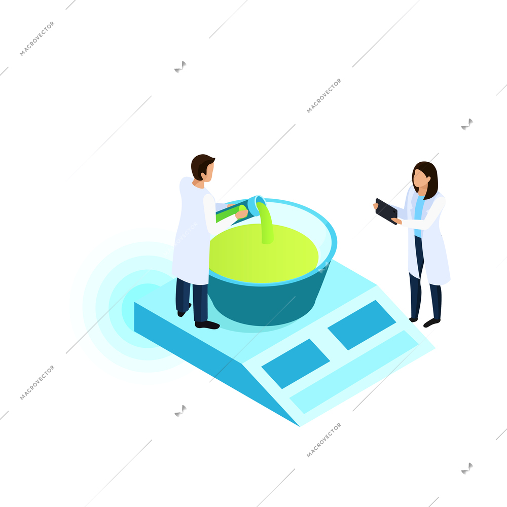 Vaccines development composition with conceptual isometric icons people and lab equipment vector illustration