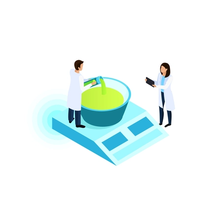 Vaccines development composition with conceptual isometric icons people and lab equipment vector illustration