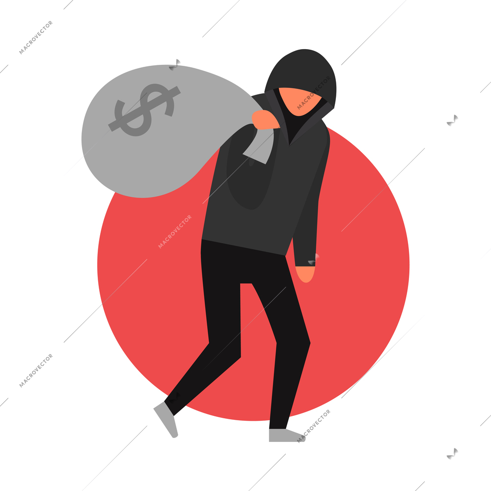 Hacker composition with conceptual icons of illegal cyber activity breaking account malware data stealing vector illustration
