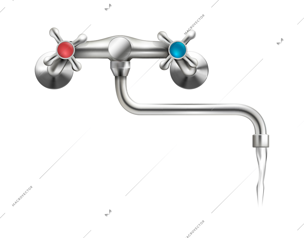 Faucet realistic composition with isolated image of water mixer on blank background vector illustration