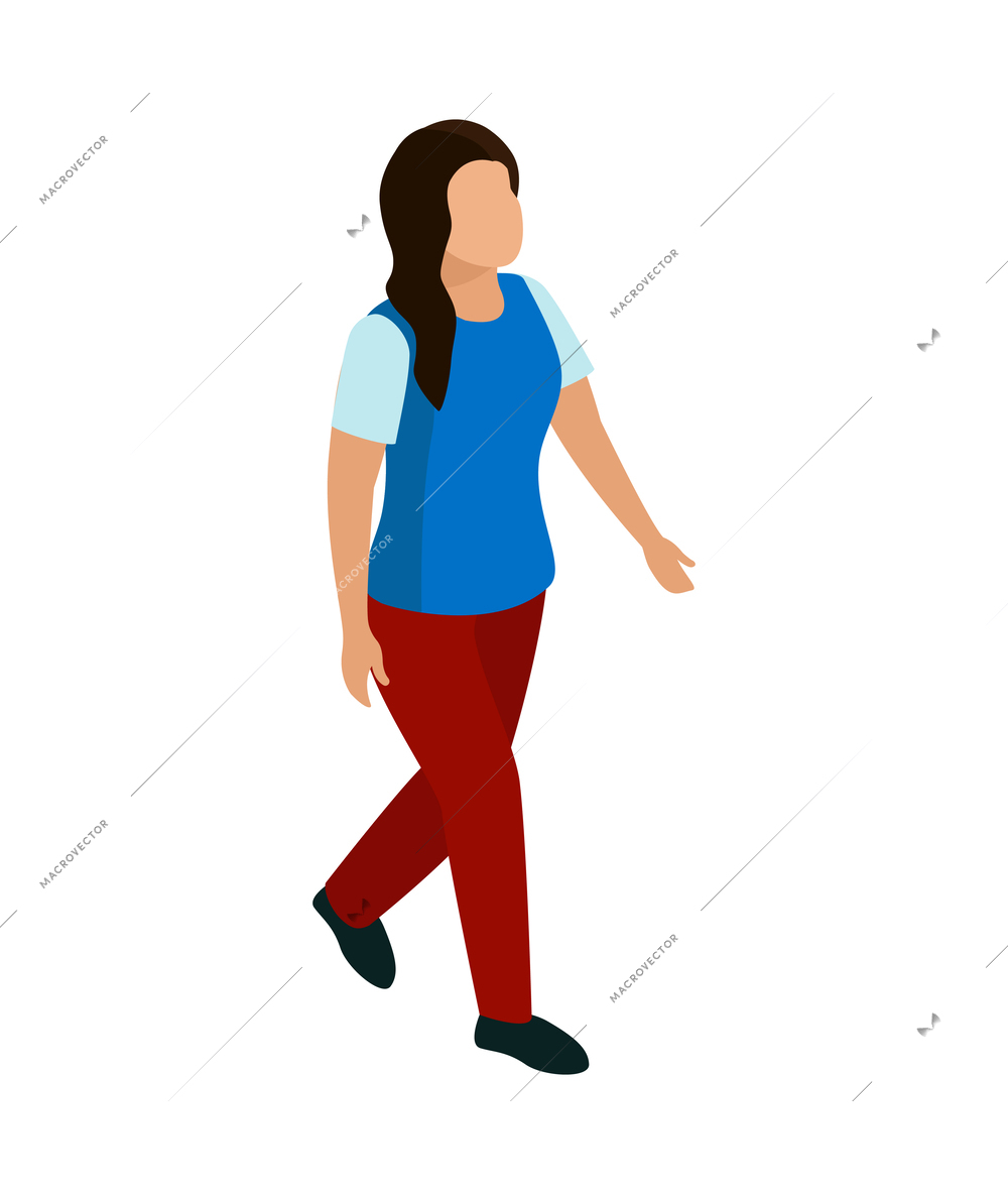 Professions isometric people composition with isolated faceless human character in appropriate uniform vector illustration
