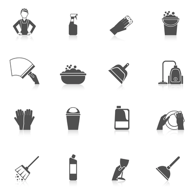 Cleaning housekeeper dishwashing icon set with glass and plates washing isolated vector illustration