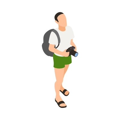 Travel people isometric icons composition with isolated faceless human character with luggage vector illustration