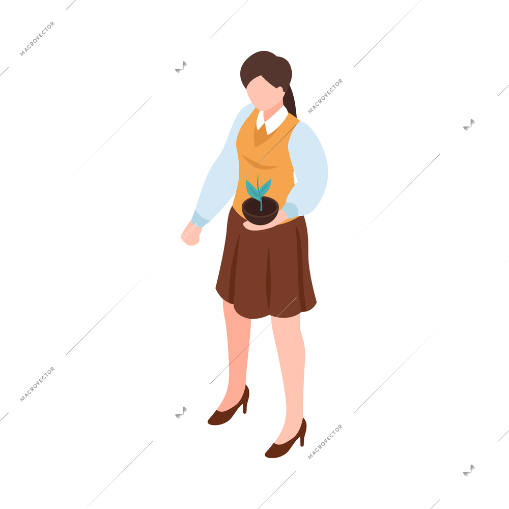 Isometric teachers lesson composition with isolated human character on blank background vector illustration