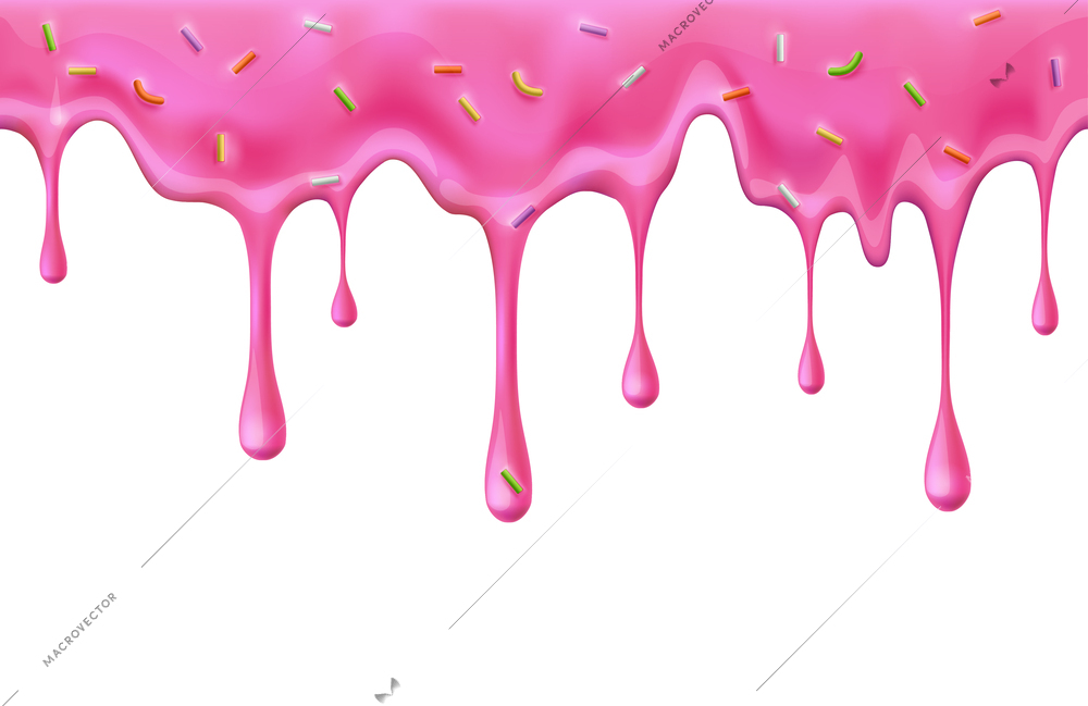Dripping doughnut glaze realistic composition with isolated blot of sweet topping on blank background vector illustration