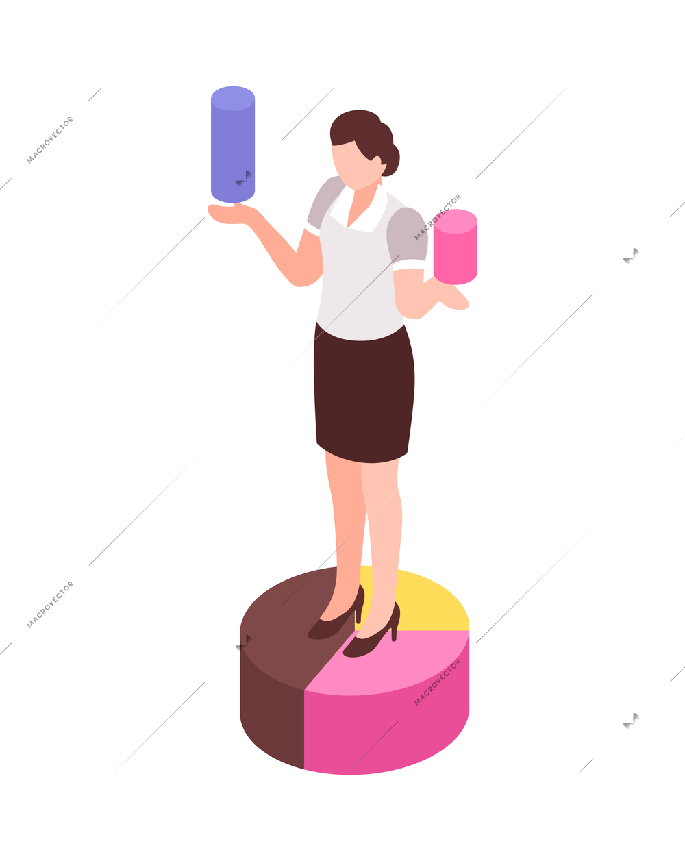 Isometric business analyst professional composition with conceptual financial analysis icons and people vector illustration