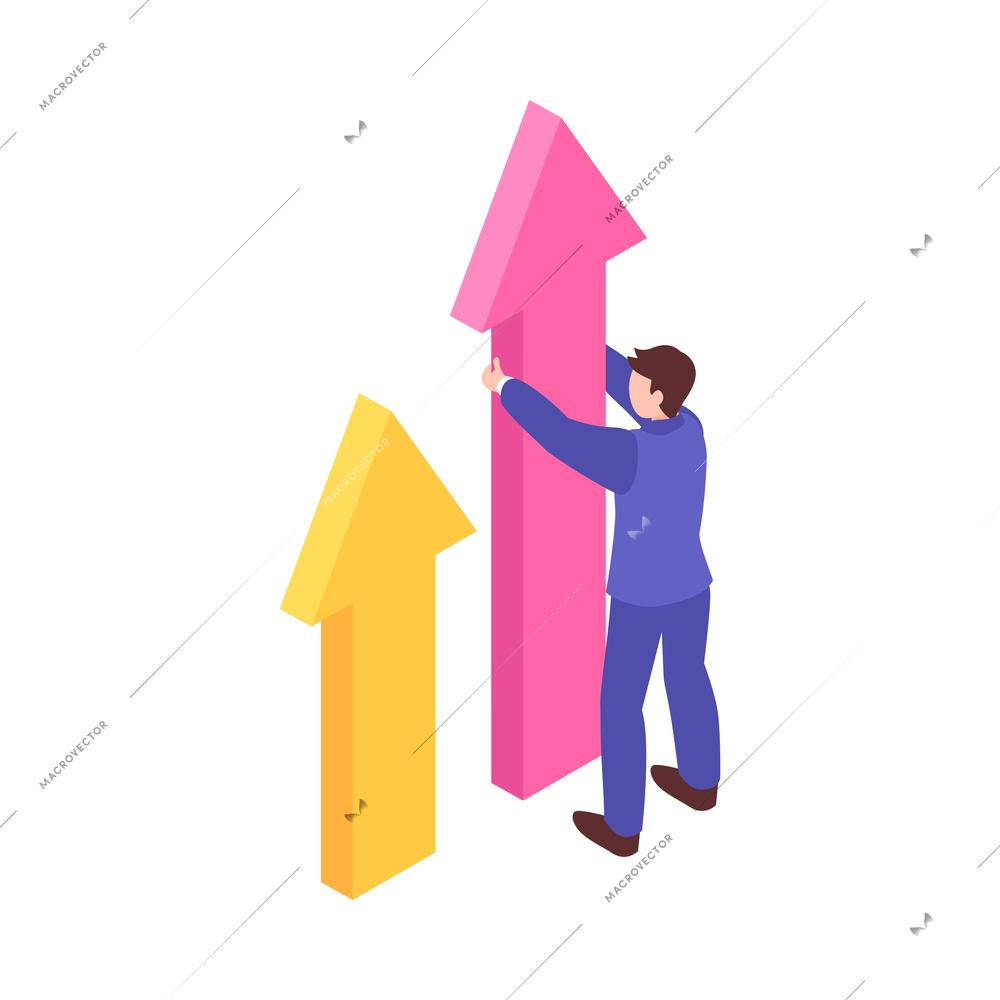 Isometric business analyst professional composition with conceptual financial analysis icons and people vector illustration