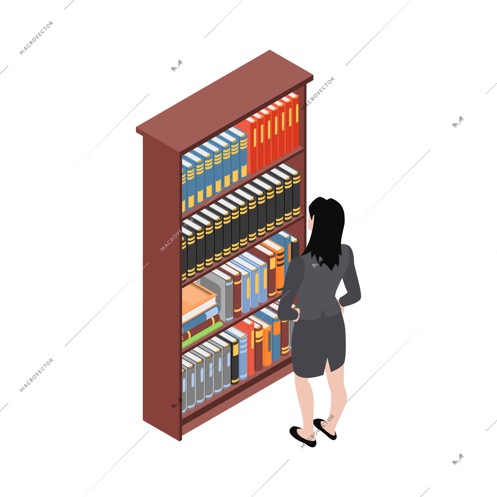 Reading and library isometric composition with reading information icons on blank background vector illustration