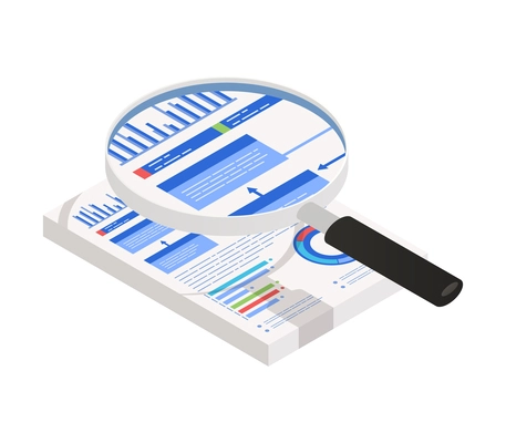 Accounting isometric composition with isolated financial concept icons on blank background vector illustration