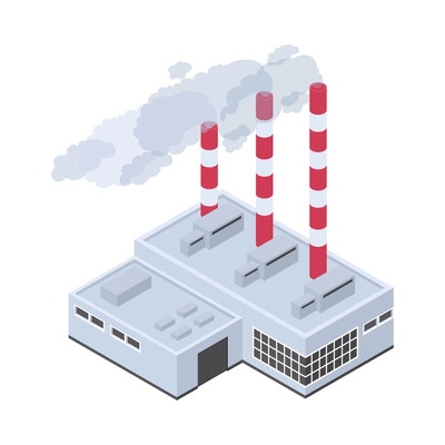 Isometric air pollution composition with isolated views of polluting environment with toxic waste vector illustration