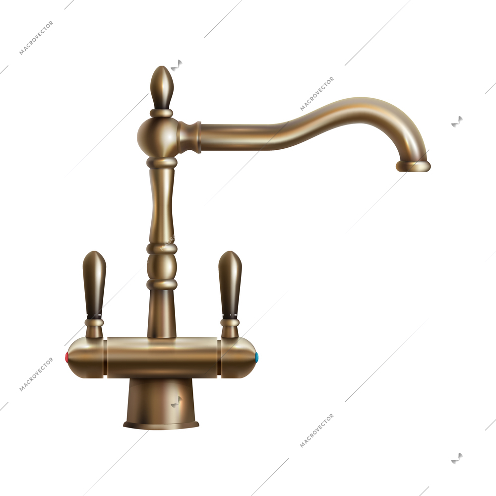 Faucet realistic composition with isolated image of water mixer on blank background vector illustration