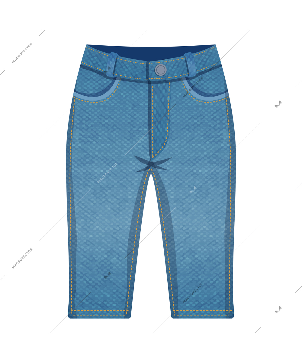 Modern denim clothing composition with isolated image of textile product made of jeans fabric vector illustration