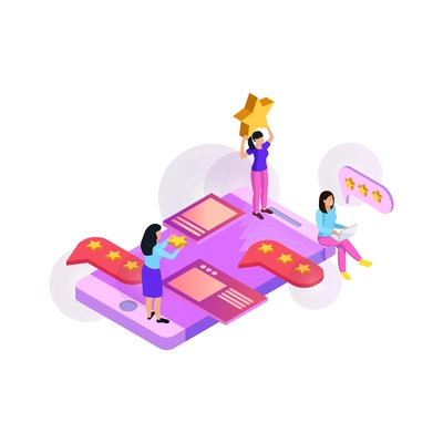 CRM customer relationship management isometric composition with conceptual icons of social networking with people vector illustration