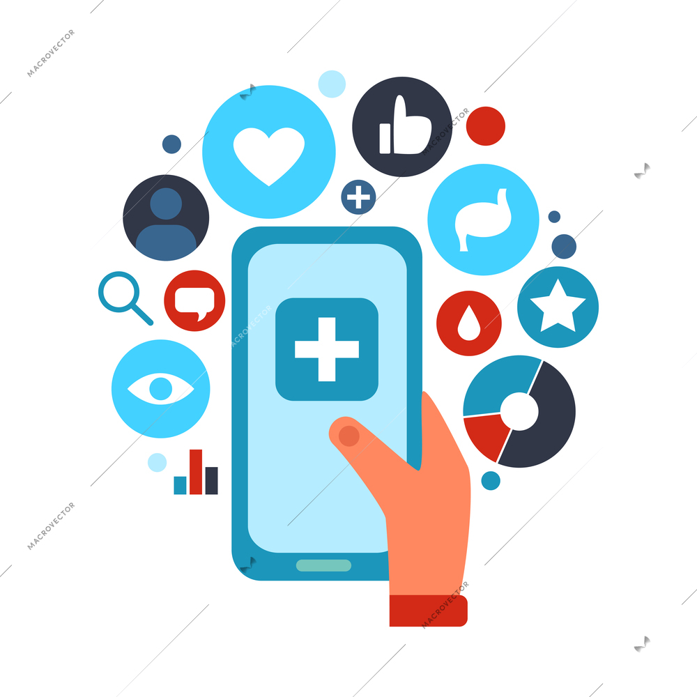 Digital online medicine composition of conceptual icons pictograms with gadgets and people vector illustration