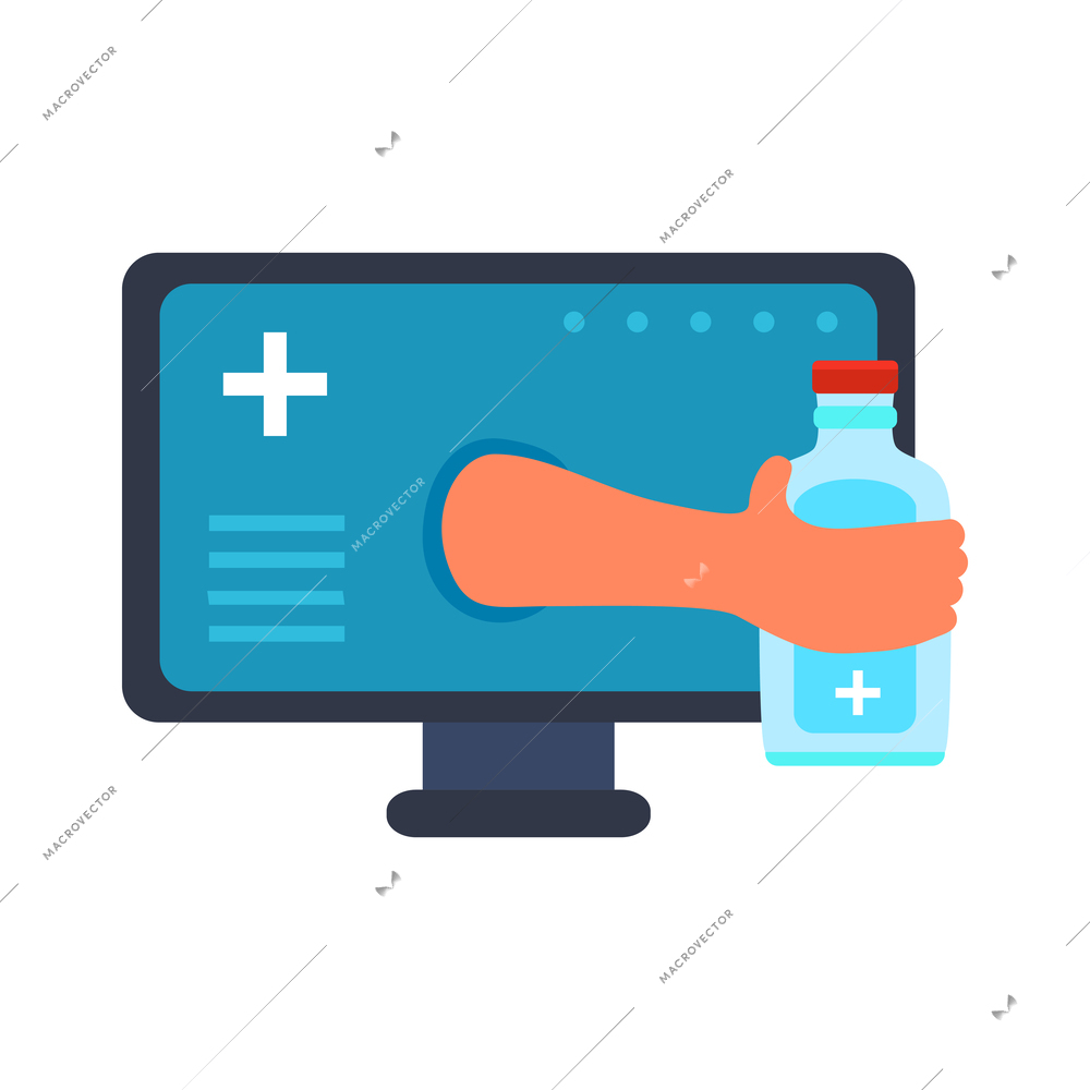 Digital online medicine composition of conceptual icons pictograms with gadgets and people vector illustration