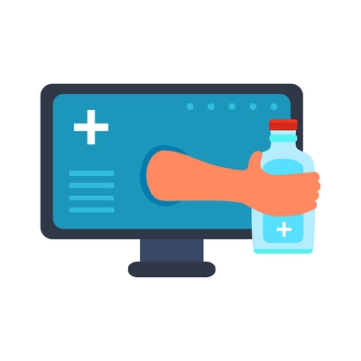 Digital online medicine composition of conceptual icons pictograms with gadgets and people vector illustration