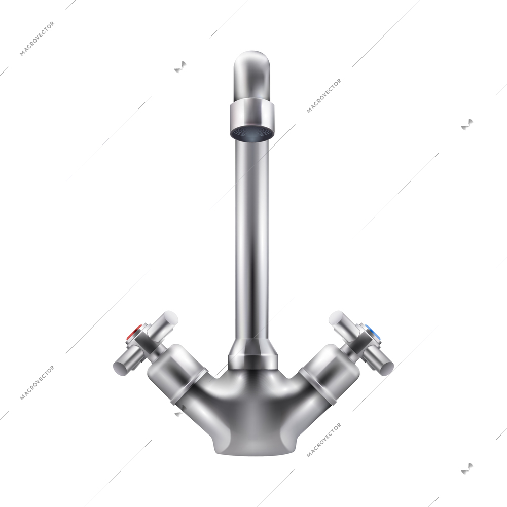 Faucet realistic composition with isolated image of water mixer on blank background vector illustration