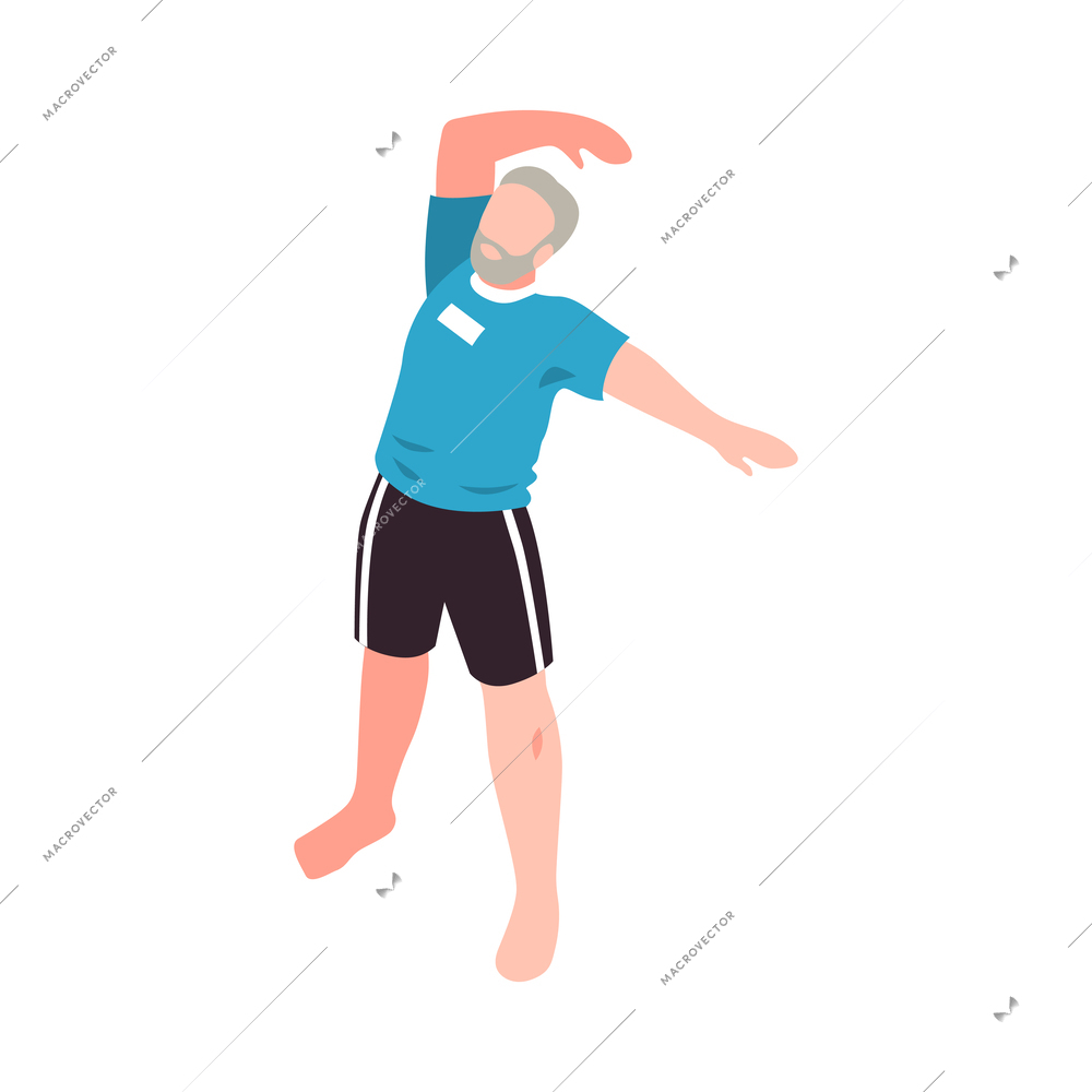 Active senior people composition with isolated human character engaging in activities vector illustration