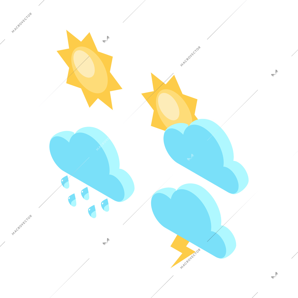 Isometric forecasters meteorological weather center composition on blank background vector illustration