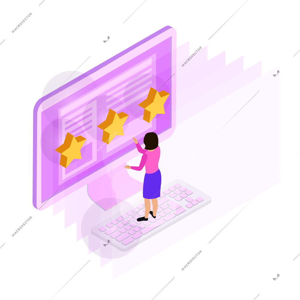 CRM customer relationship management isometric composition with conceptual icons of social networking with people vector illustration